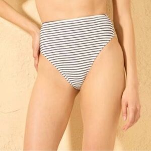 Ribbed High Waist Striped Bikini Bottom by Shade & Shore